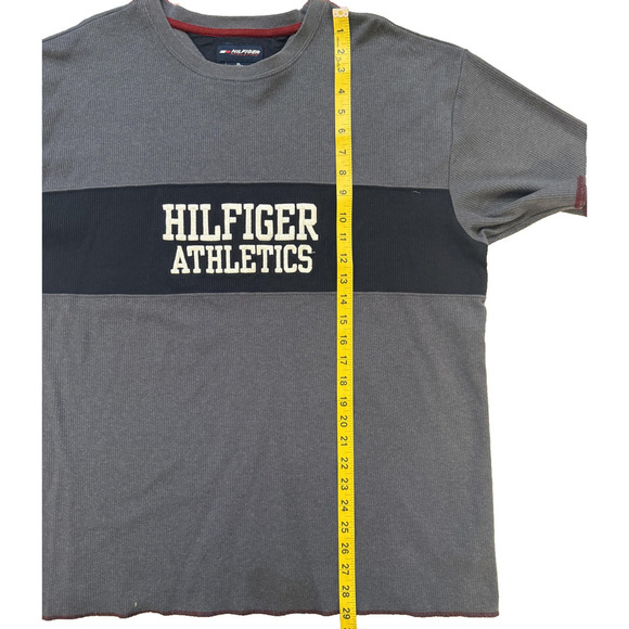 Vintage Tommy Hilfiger Athletics T-Shirt XL Gray Black Colorblock Logo Y2K 90s - Picture 6 of 8